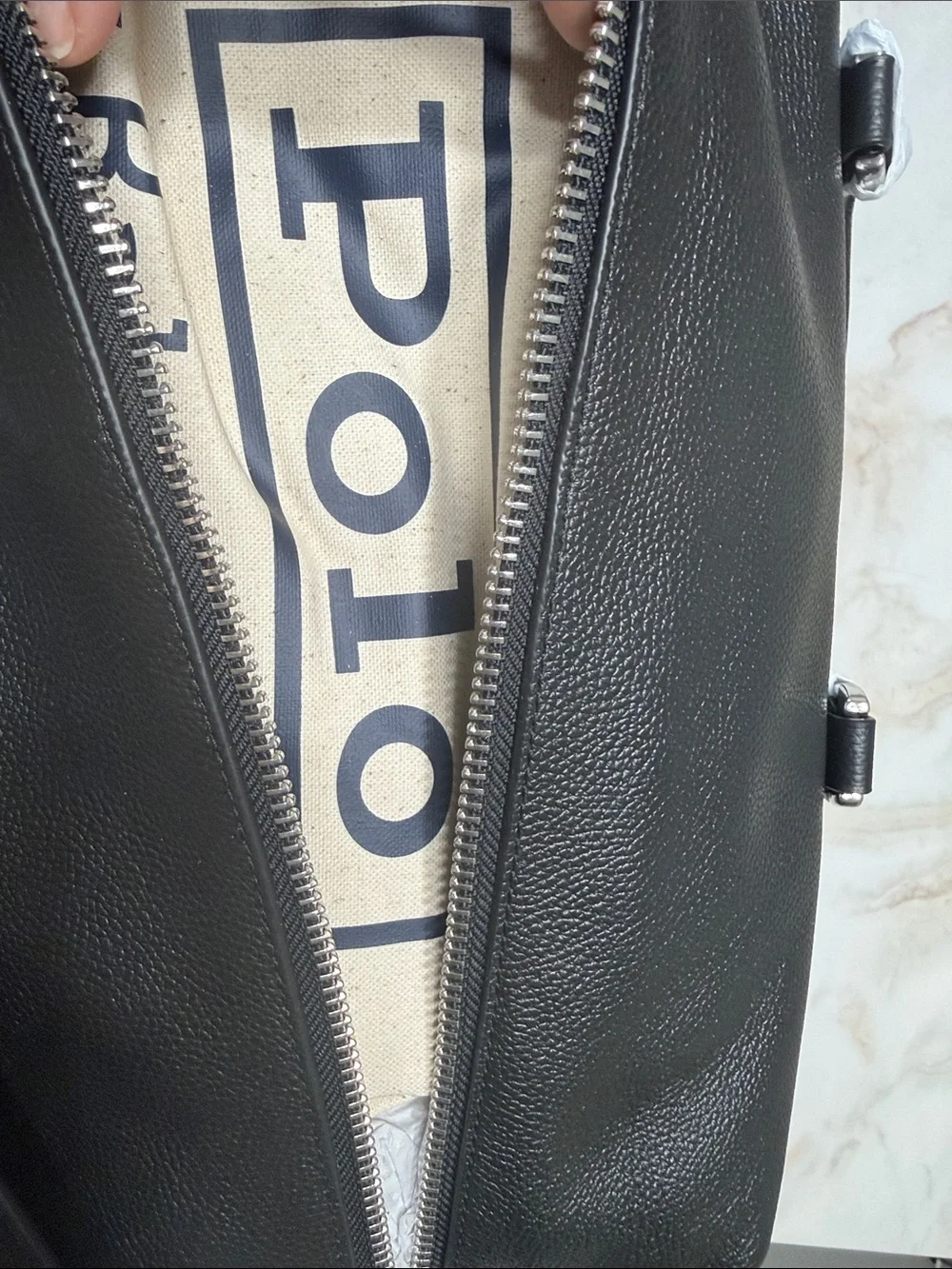 Polo by Ralph Lauren Black Pebbled Leather Travel Briefcase
